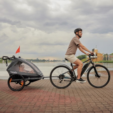 Lionelo Cama Grey Stone — przyczepka rowerowa z funkcją wózka spacerowego