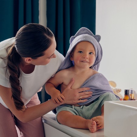 lionelo Muslin Hooded Towel Beige Cappuccino — ręcznik kąpielowy z kapturkiem