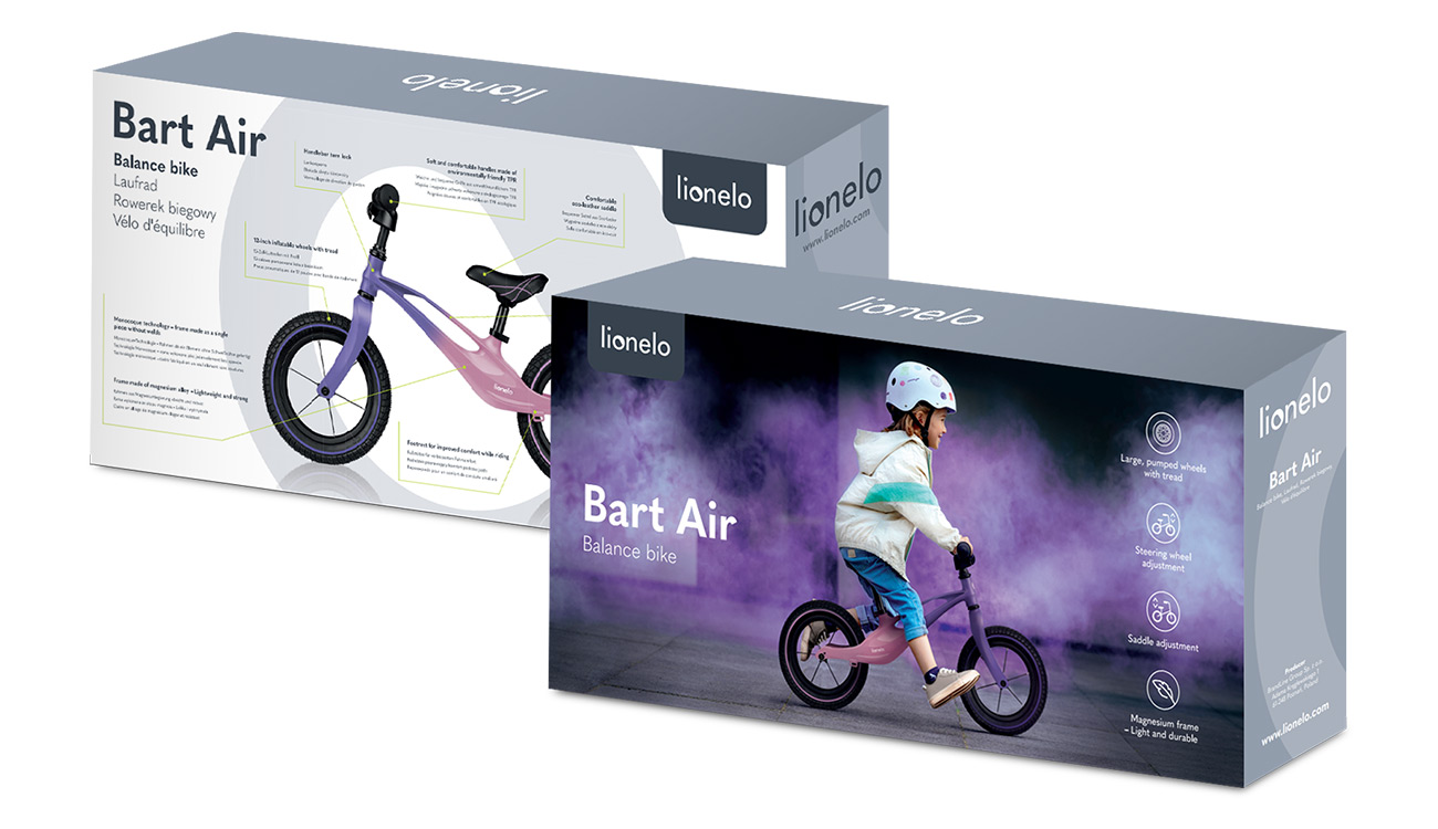 Rowerek biegowy Lionelo Bart Air Pink Violet- wymiary