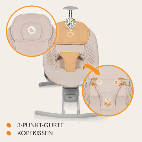 Lionelo Rio Beige Latte — Bouncer - rocker