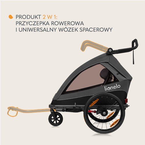 Lionelo Cama Grey Graphite — przyczepka rowerowa z funkcją wózka spacerowego