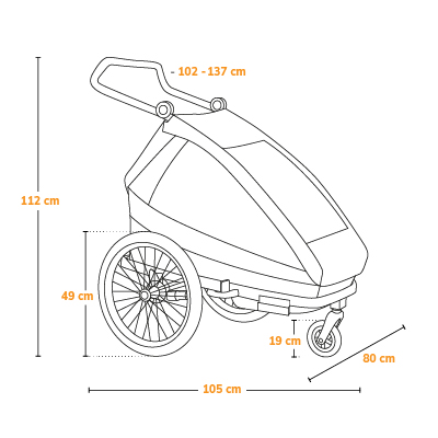 Lionelo Cama Grey Graphite wymiary przyczepki rowerowej