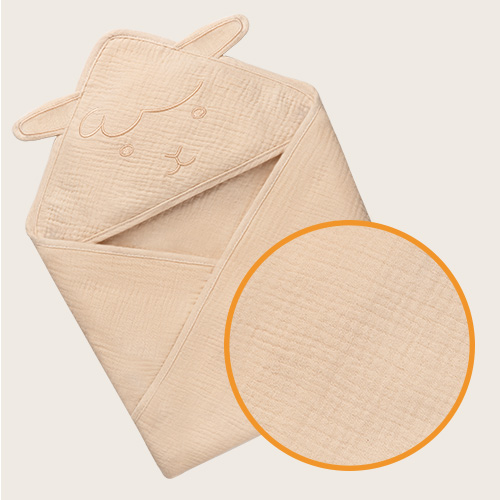 lionelo Muslin Hooded Towel Beige Sand — ręcznik kąpielowy z kapturkiem