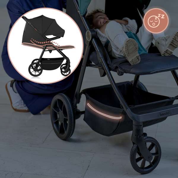 spacerówka z regulowanym oparciem i podnóżkiem